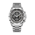 Men's waterproof luminous quartz watch with steel strap in black and blue colour variant
