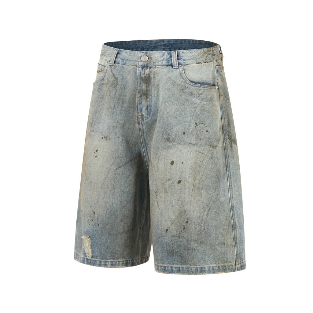 Pu Shuai blue cropped denim middle pants with straight-leg style and zipper fly