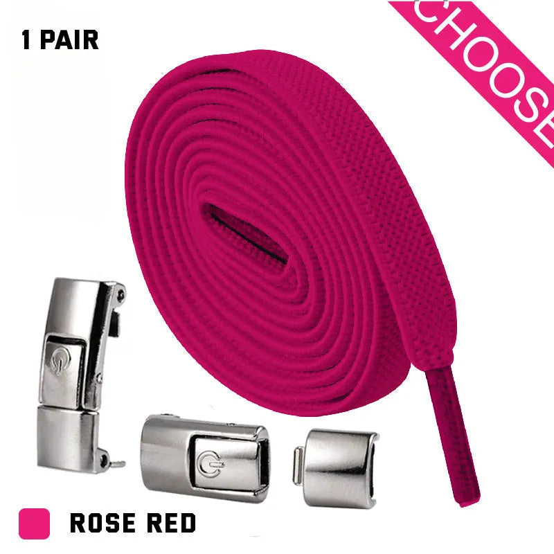 Press lock elastic shoelace with 8mm flat width and cotton weave on a trainer.