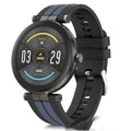 Smart watch with blood pressure monitor on wrist showing heart rate display