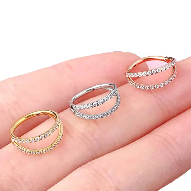 G23 titanium alloy nose ring earrings with diamond finish in multiple gauge and length sizes