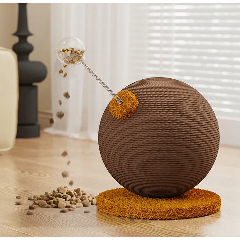 Hemp rope cat scratch board in large and small sizes with cat grasping ball or tumbler design options