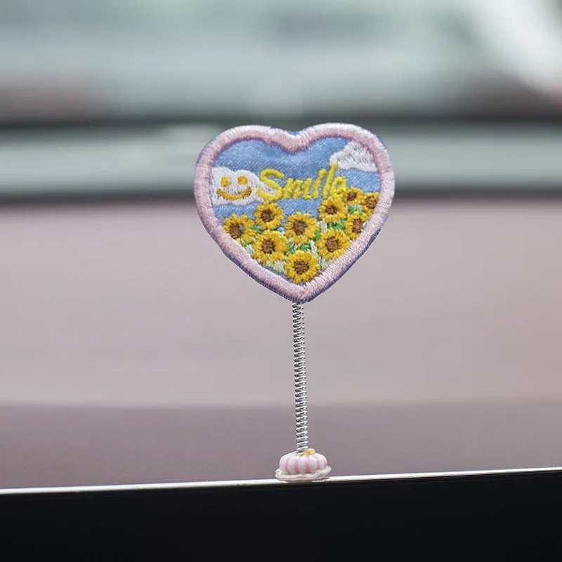 PVC cute duckling car interior decoration set with six cartoon ducks and one sign