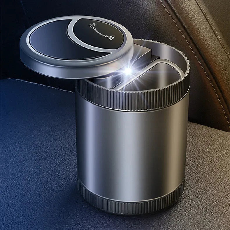 Automatic vehicle ashtray with USB power in black, blue, grey or red colours