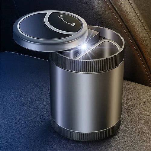 Automatic vehicle ashtray with USB power in black, blue, grey or red colours