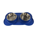 Large silicone double dog bowl with stainless steel insert in multiple colour options