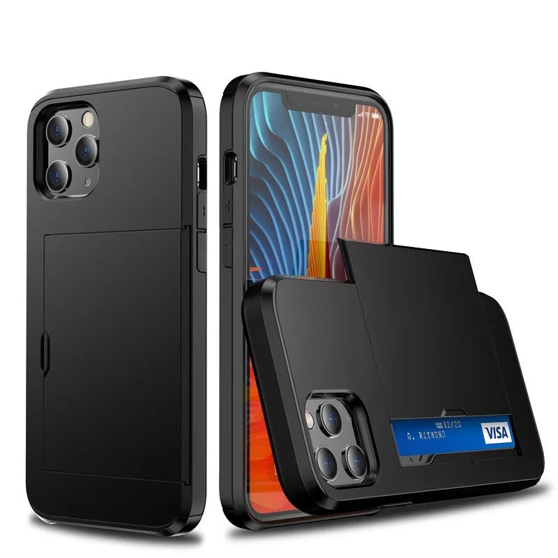 iPhone mobile phone case with sliding card cover in multiple colour options
