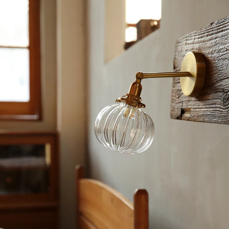 Creative pumpkin-shaped glass wall lamp in water ripple transparent glass design