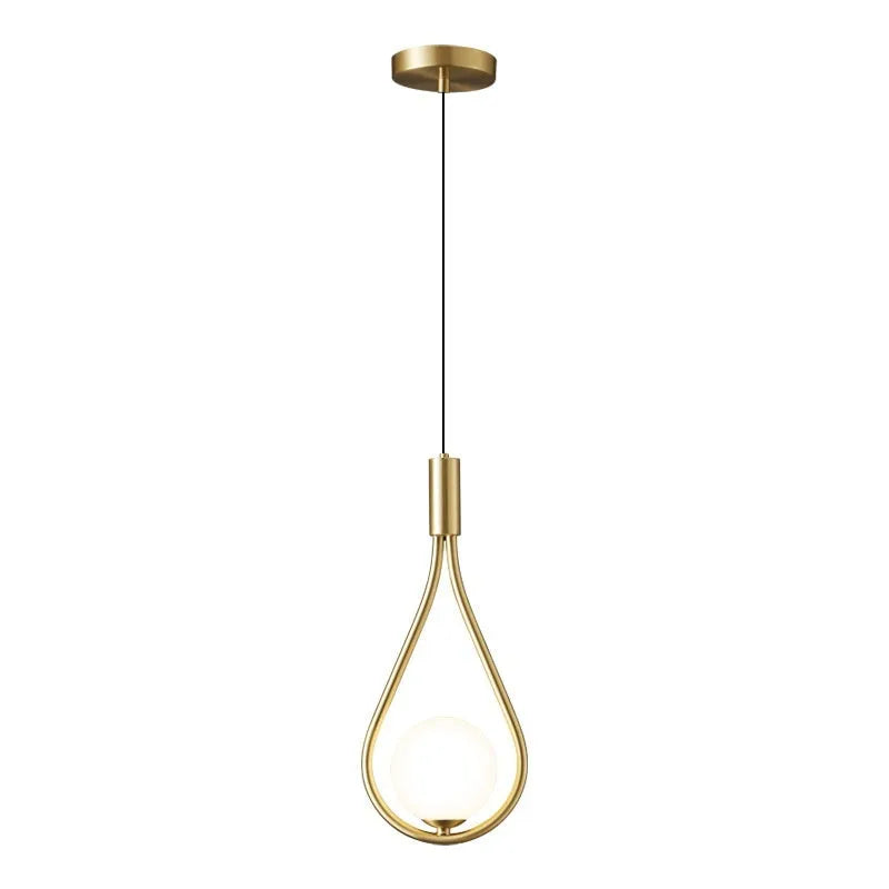 Modern minimalist bedside chandelier lamp for bedrooms with copper or black and gold finishes