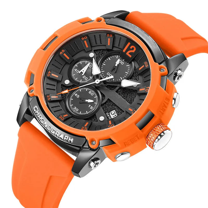 Men's multi-function watch with digital display, luminous hands, 51mm case, available in five colours