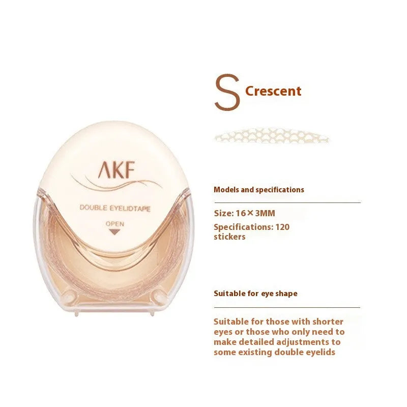 Invisible lace double eyelid stickers in a pack of 120, showing crescent and olive colour options
