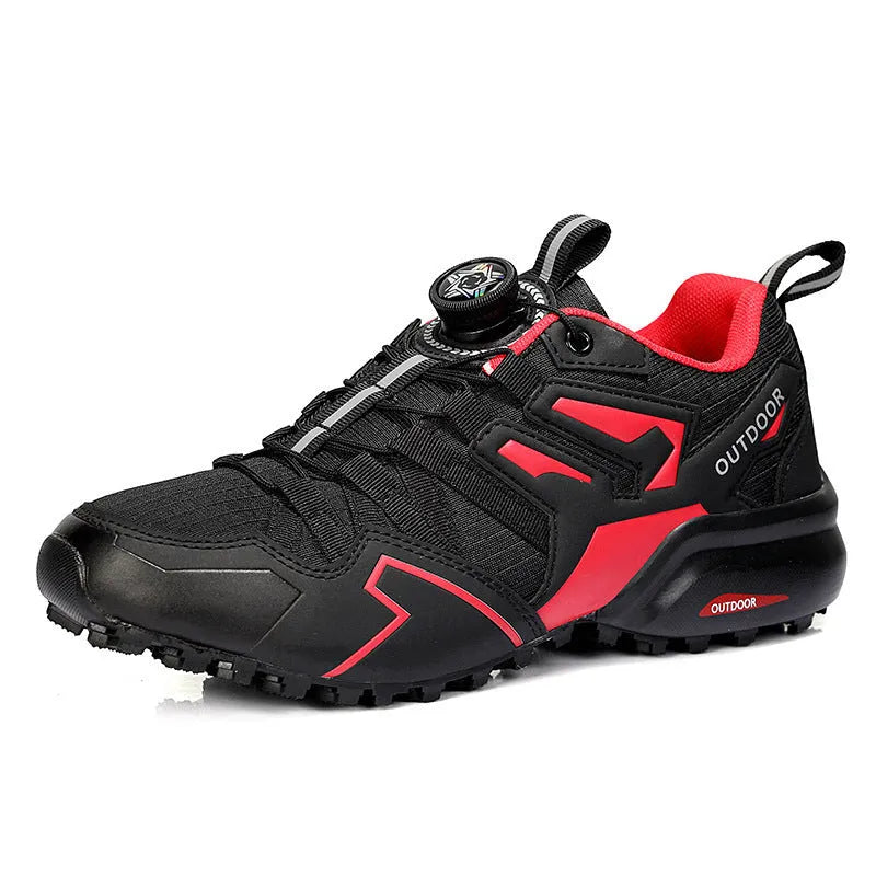 Men's lightweight hiking shoes with elastic band closure in synthetic leather and rubber sole