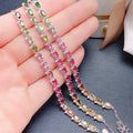 Women's natural tourmaline bracelet with 5x3mm stones in 925 sterling silver white gold colour finish