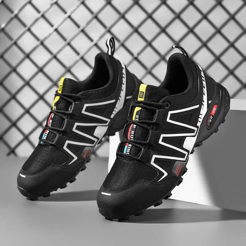 Men's outdoor casual lightweight breathable shoes, synthetic leather upper, low-top, flat heel, available in black red