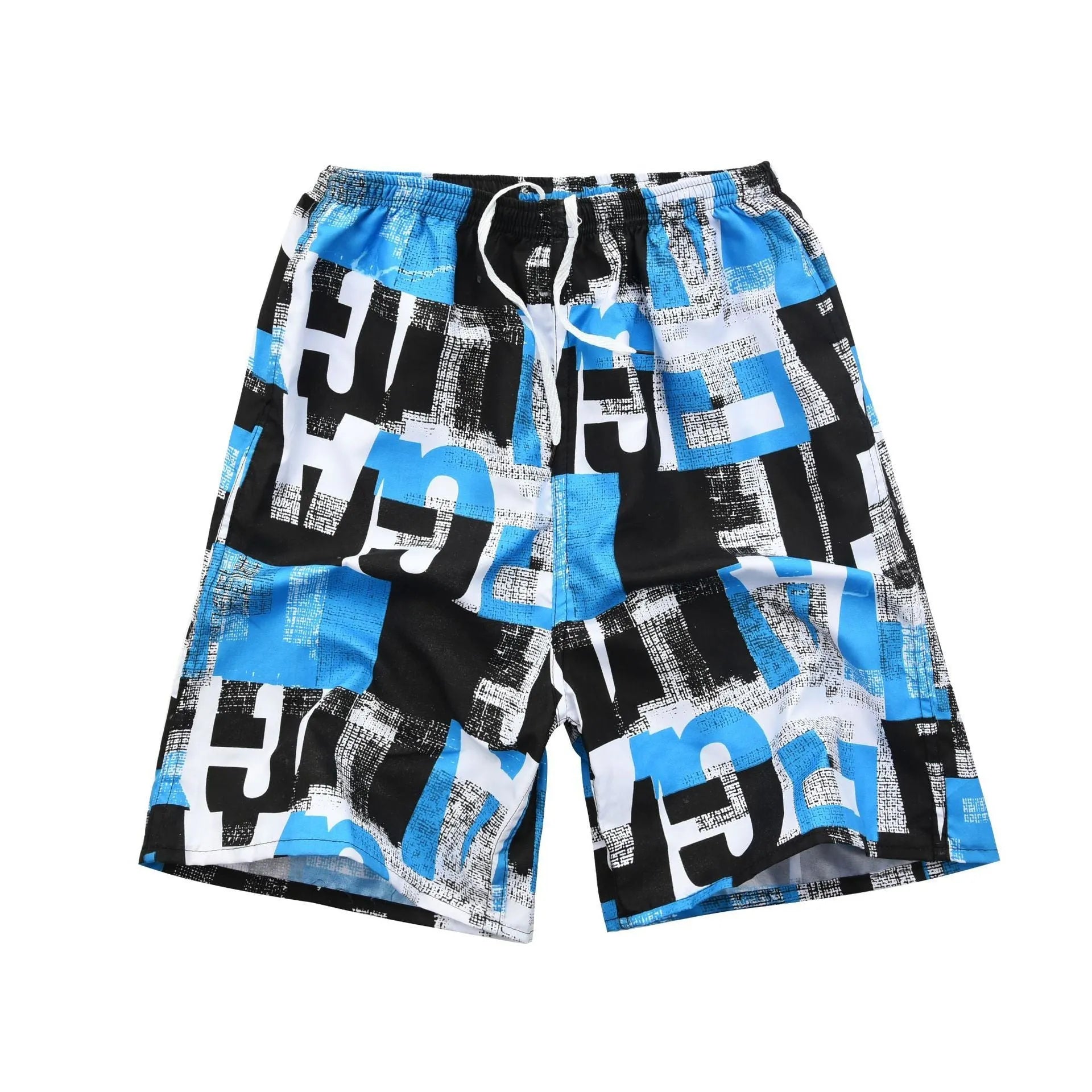 Men's floral print swimming trunks in polyester with five-point design