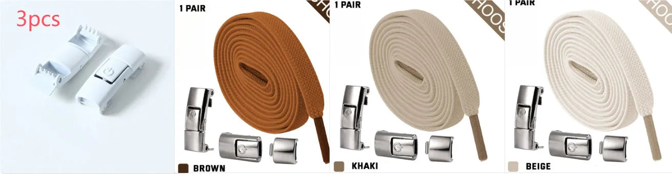 Press lock elastic shoelace with 8mm flat width and cotton weave on a trainer.