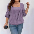 Women's solid colour ribbed false two-piece suit with V-neck and long sleeves in loose fit.