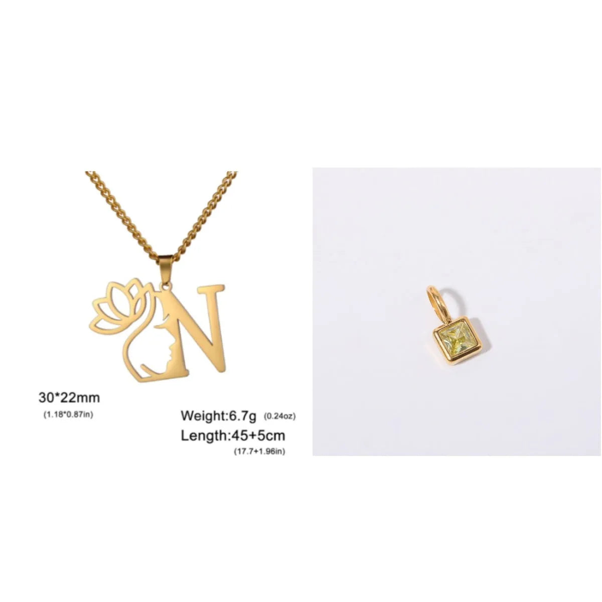 Stainless steel cross chain necklace with pendant in gold or steel colour