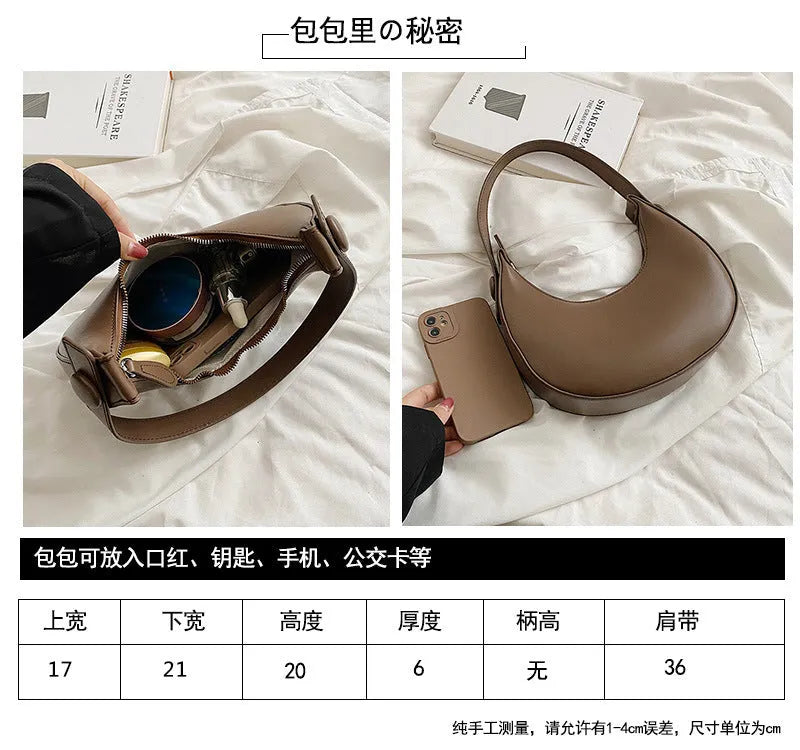 Women's retro dumpling shape shoulder bag in black with sandwich pocket and synthetic leather lining