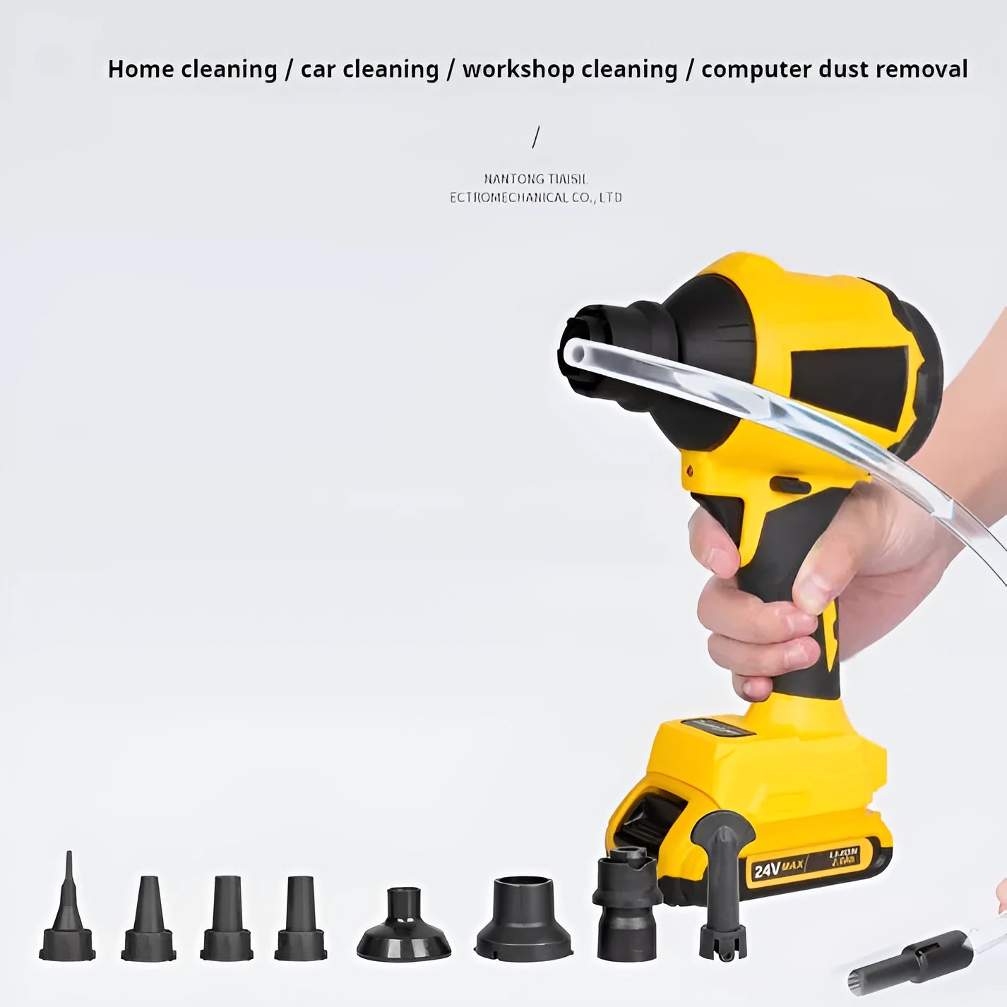 Yellow handheld cordless dust gun for office appliance and computer keyboard cleaning