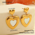Gold heart-shaped stainless steel earrings with 18K electroplated finish for women's fashion wear