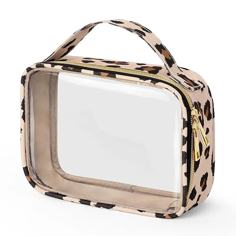 Transparent PVC wash bag with carrying chain for lipstick storage in multiple colour options