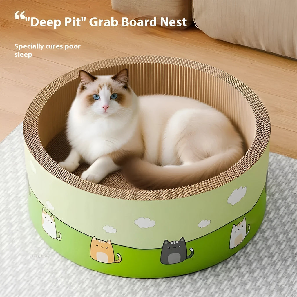 Round deep pit cat scratcher made of corrugated paper in 45cm or 50cm size for cats
