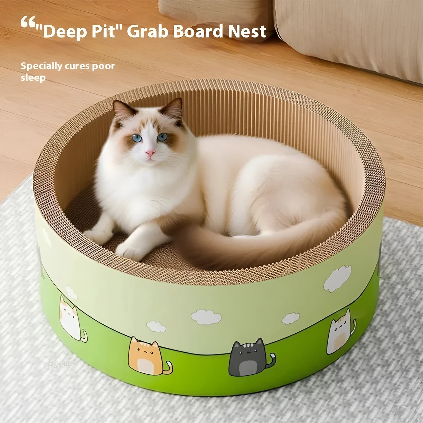 Round deep pit cat scratcher made of corrugated paper in 45cm or 50cm size for cats