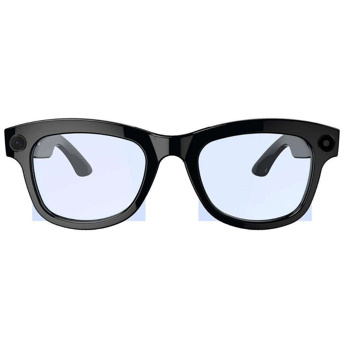 M01 black and transparent lens AI translation smart glasses with a built-in HD camera on a PC ABS frame.