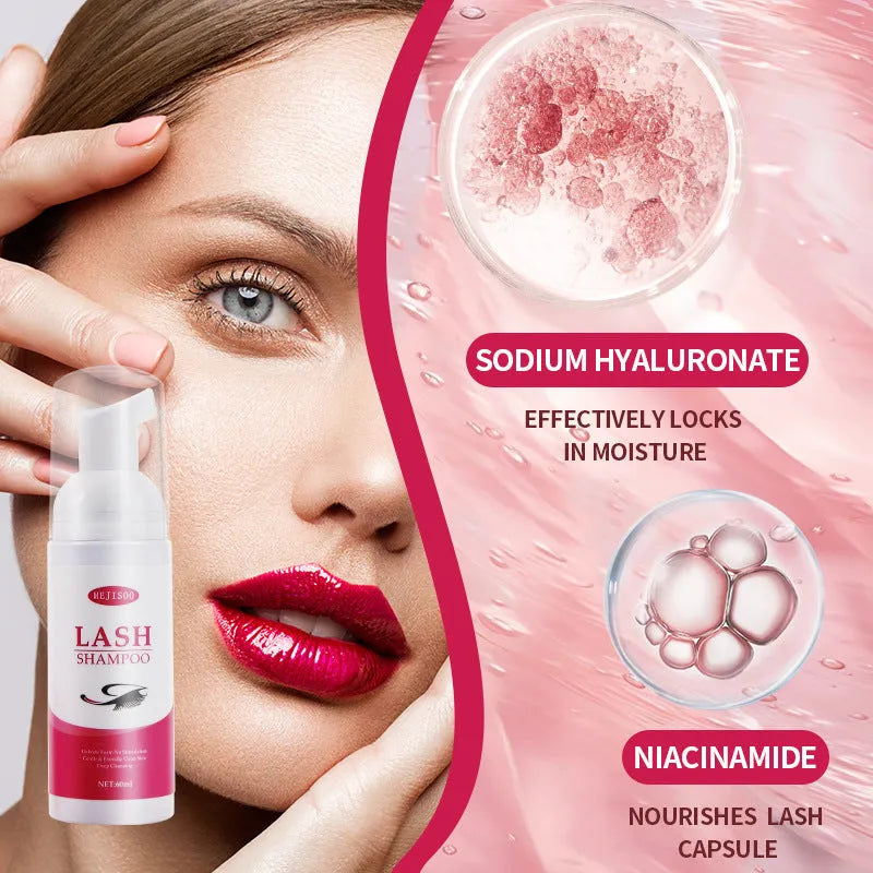 60ml lash shampoo mousse eyelash cleaning solution in squeeze bottle
