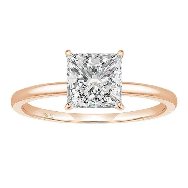 925 silver geometric ring with zirconium details in silver, gold, and rose gold finishes
