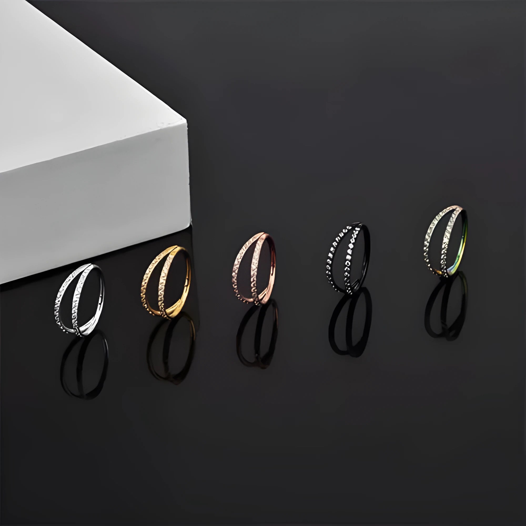 G23 titanium alloy nose ring earrings with diamond finish in multiple gauge and length sizes