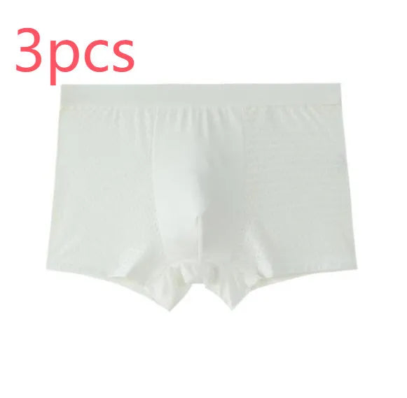 Men's solid colour modal boxer briefs with U-convex pouch design and mesh panel.