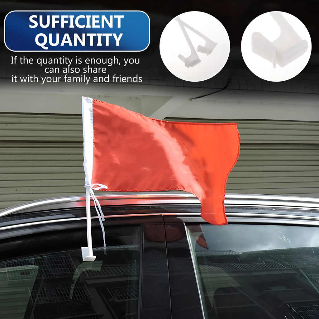 White PP plastic car window flag bracket set with ten vehicle flagpoles