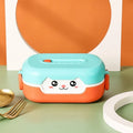 Square divided plastic lunch box in solid colours with microwave-safe construction