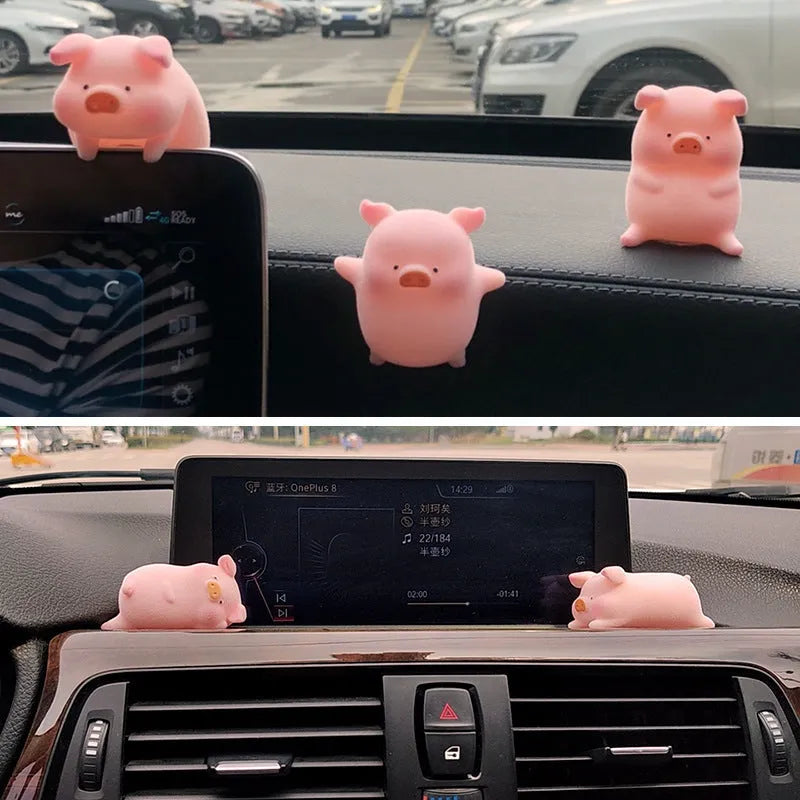 Cute cartoon pig resin figurine car dashboard decoration ornament.