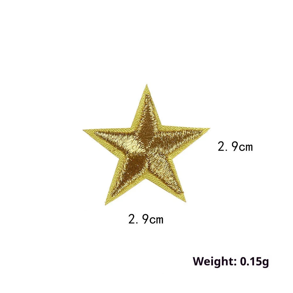 Colourful embroidered five-pointed star cloth stickers for DIY fabric decoration