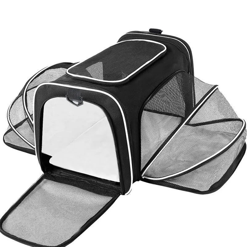 Cat carrier bag made from 600D cation fabric in solid colour with piping colour options