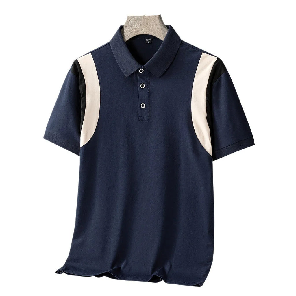 Men's striped cotton T-shirt with short sleeves in Korean style loose fit
