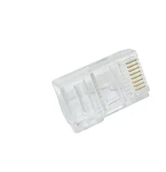 White RJ45 network modular plug with three-fork gold-plated contacts and all-copper insert material