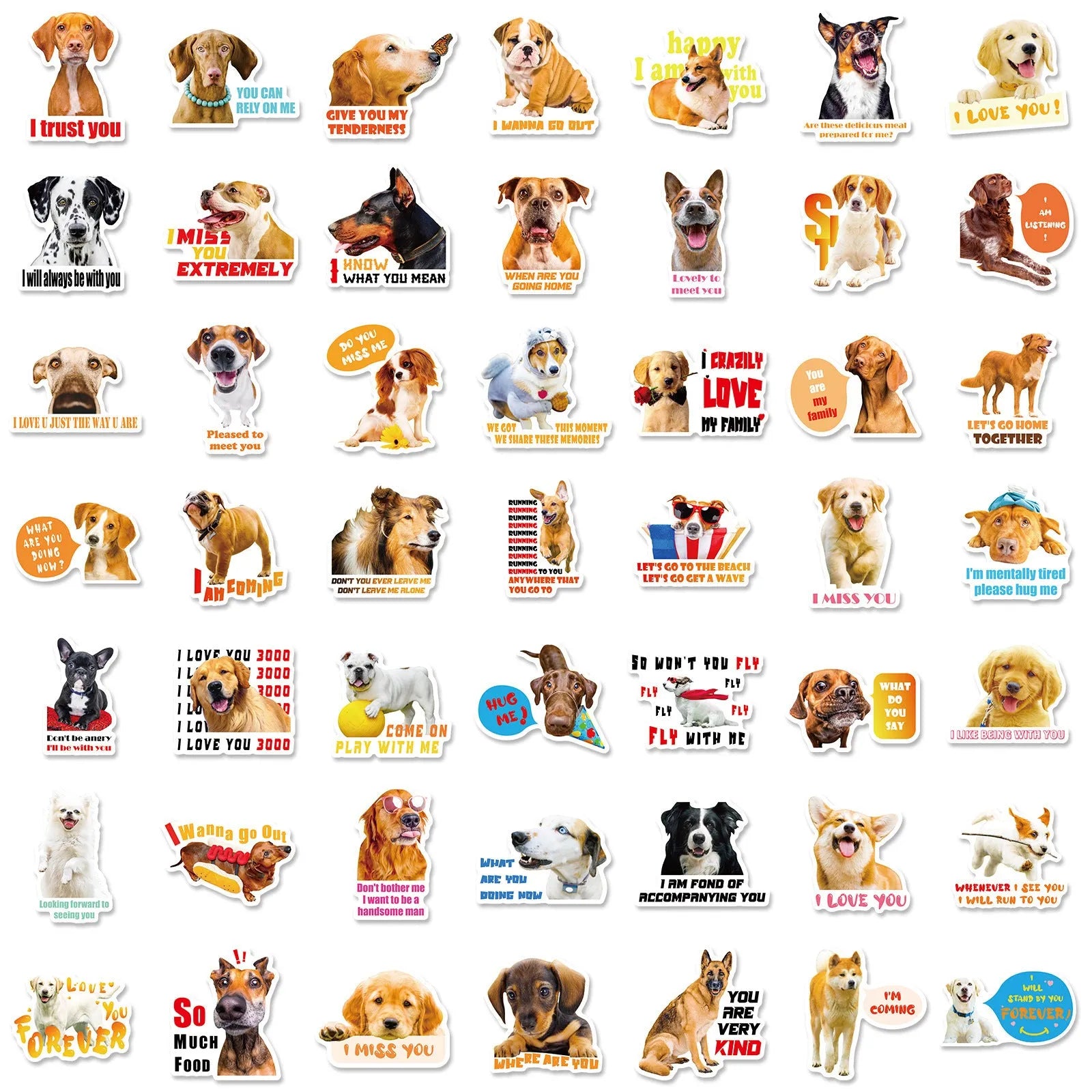 Realistic dog facial expression stickers in Nordic style designs, 100 sheet pack