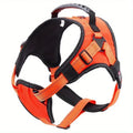 Nylon Oxford cloth no-pull dog harness with reflective strip and adjustable buckles in orange