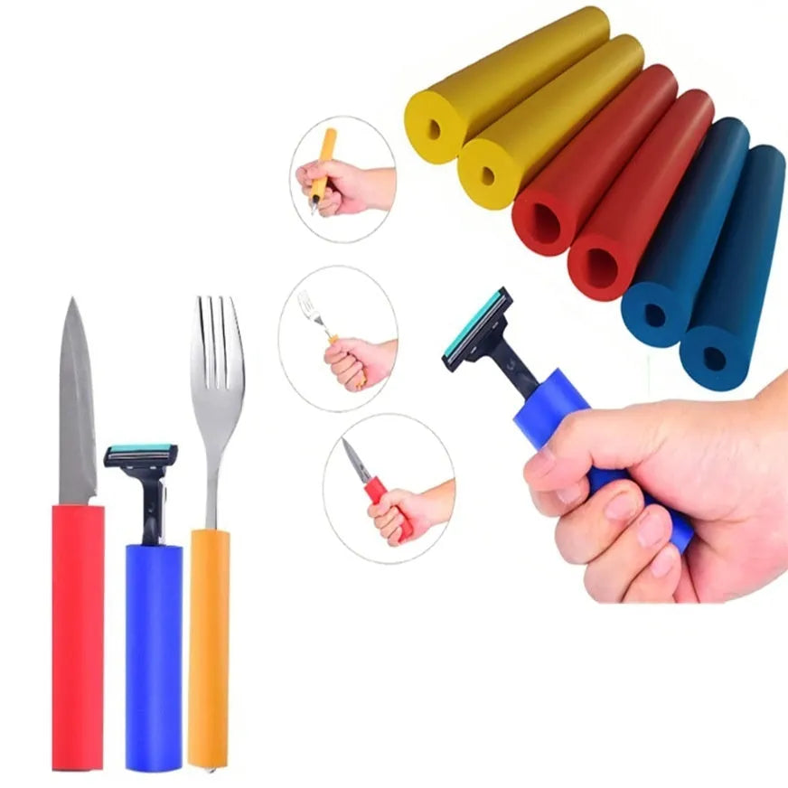 Rubber auxiliary grip hose for tableware handles, showing 10mm and 18mm inner diameter options.