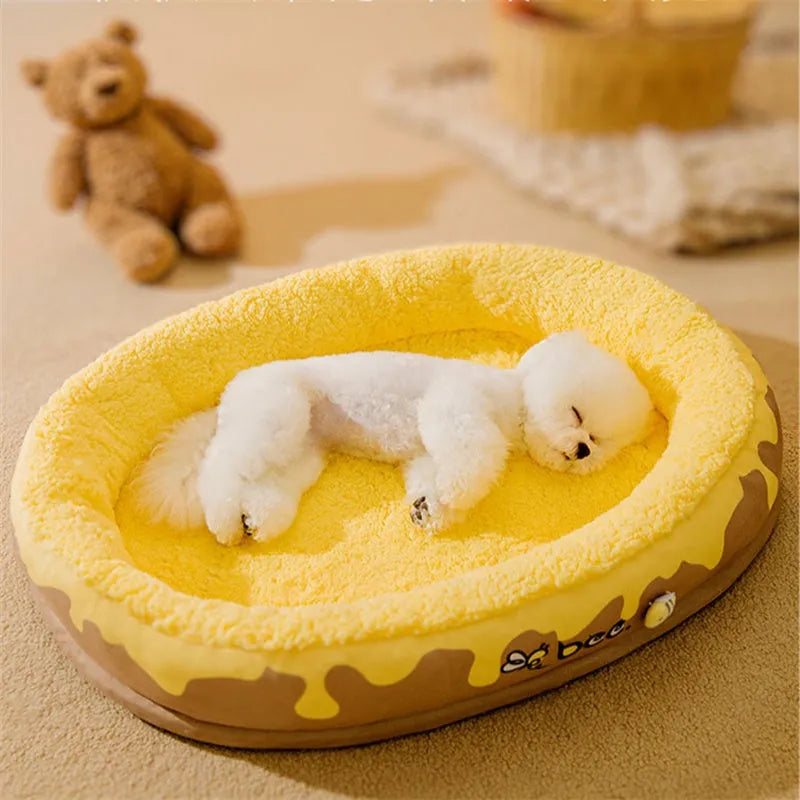 Gray dog bed with thickened velvet nest and double lining, suitable for small medium dogs and cats