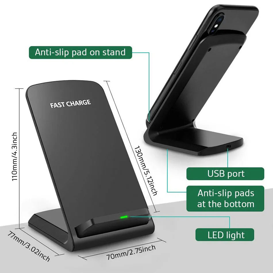 30W fast charging vertical wireless charger stand in white for fruit phones with QC3.0 support