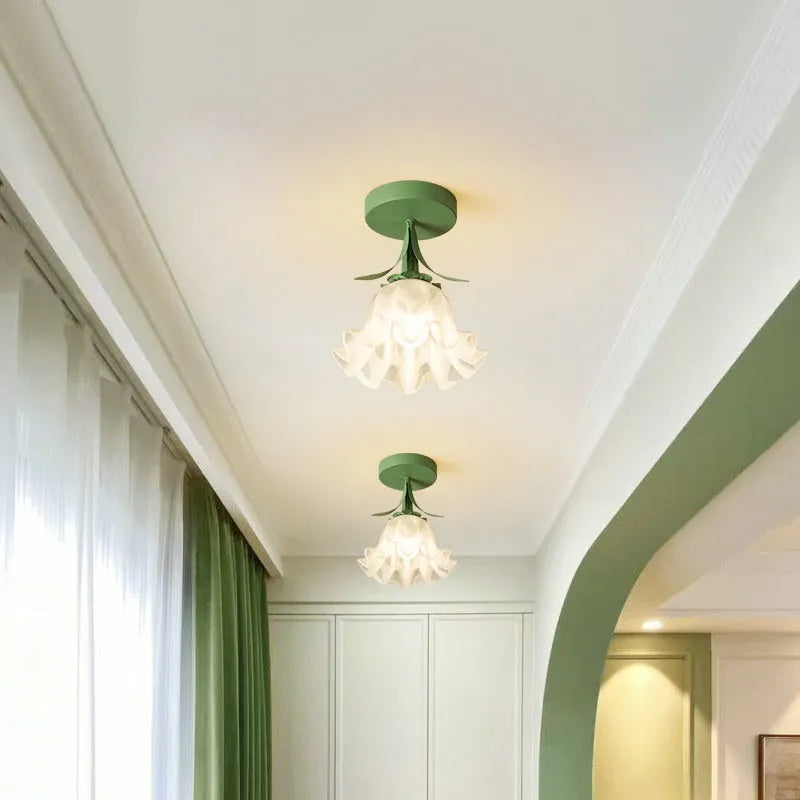 Cream Linglan flower design corridor aisle light with three-colour changing wall control