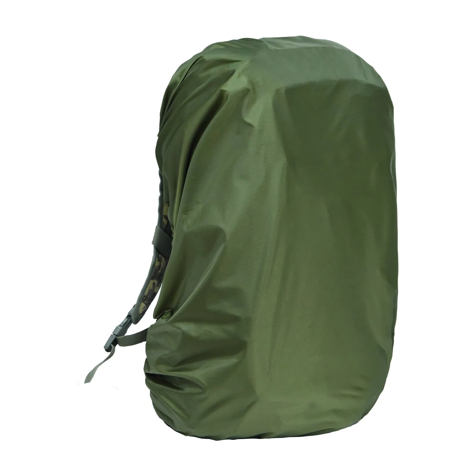 Army green waterproof backpack rain cover for 80L capacity outdoor and mountaineering packs.