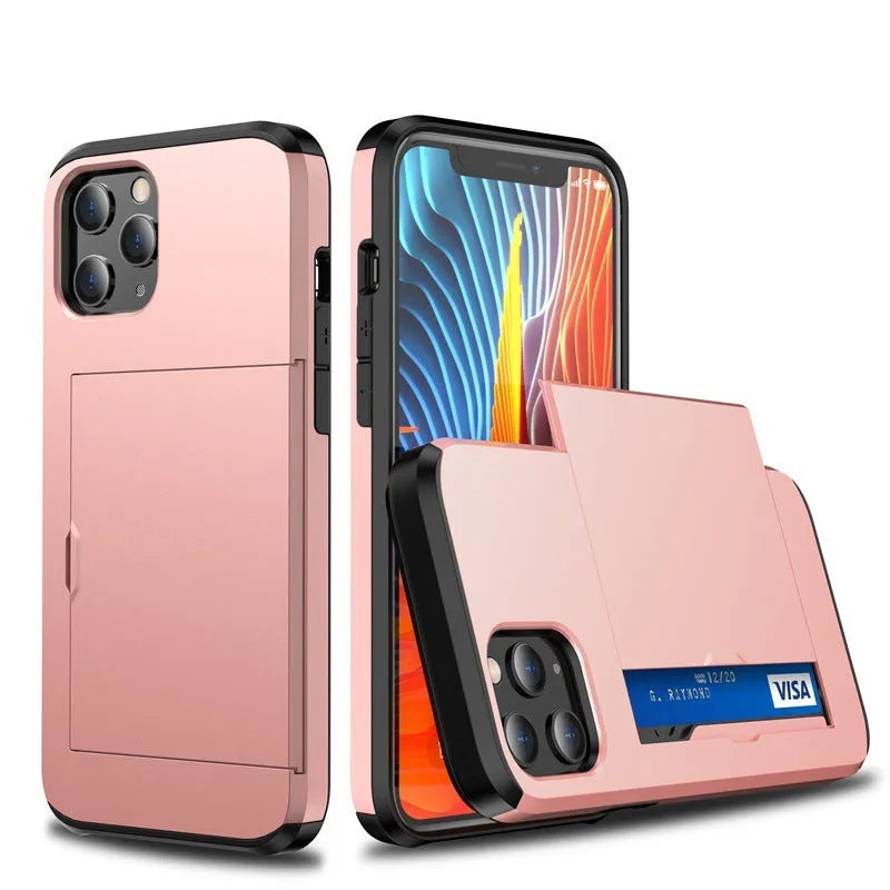 iPhone mobile phone case with sliding card cover in multiple colour options