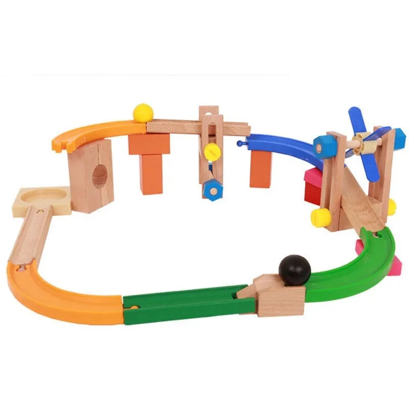 Wooden multifunctional creative track building block set for children aged 4-6 years old