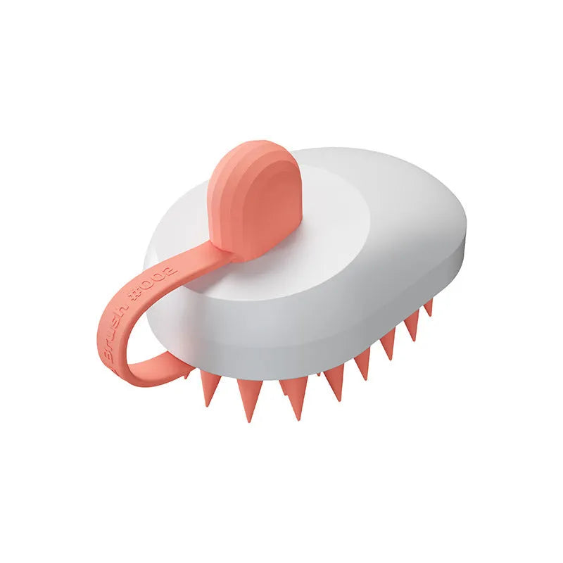 Soft silicone pet hair remover and massage brush for dogs in blue colour with ABS handle.